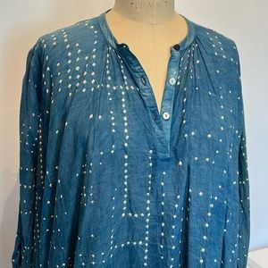Natural indigo dyed shibori cotton gauze tunic by 11.11